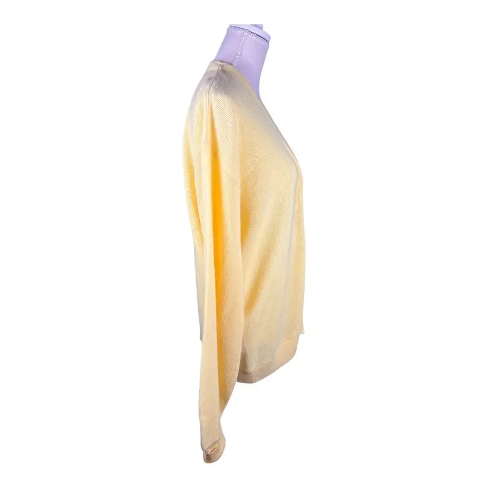 Vintage 70s IZOD Lacoste Butter Yellow Orlon Acrylic Cardigan Sweater USA Large